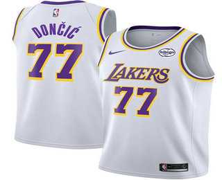 Mens Los Angeles Lakers #77 Luka Doncic White 2025 Association Edition Stitched Jersey Dzhi